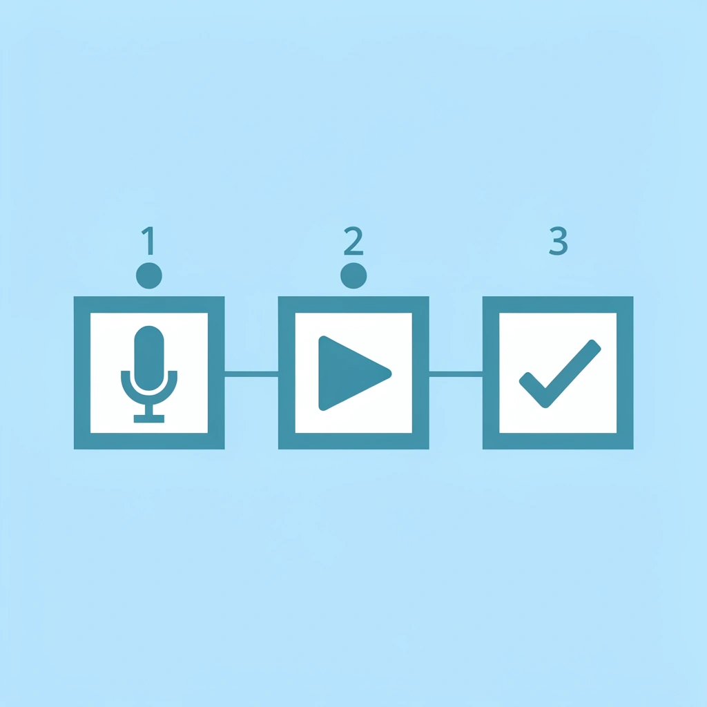 Three numbered steps showing how to add voiceover to Instagram Stories: step 1 tap the microphone, step 2, record an explanation, step 3, publish