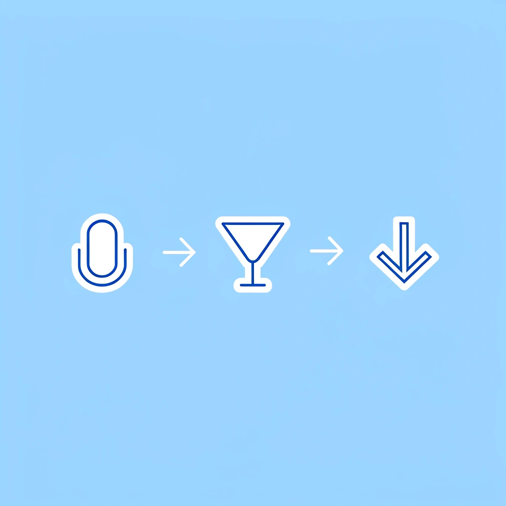 Three-step process showing content pipeline flowing smoothly until voiceover generation creates a bottleneck