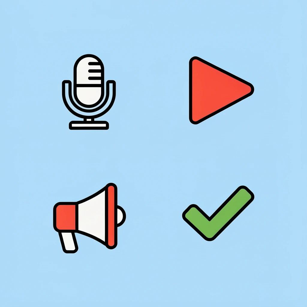 Four-grid showing different voice styles for different niches, including YouTube narration, eLearning, and Ads