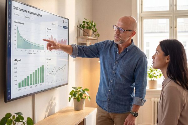 Dashboard showing SaaS retention curves, churn rate trends, and MRR growth – the three metrics that indicate where trial-to-paid conversion is failing.