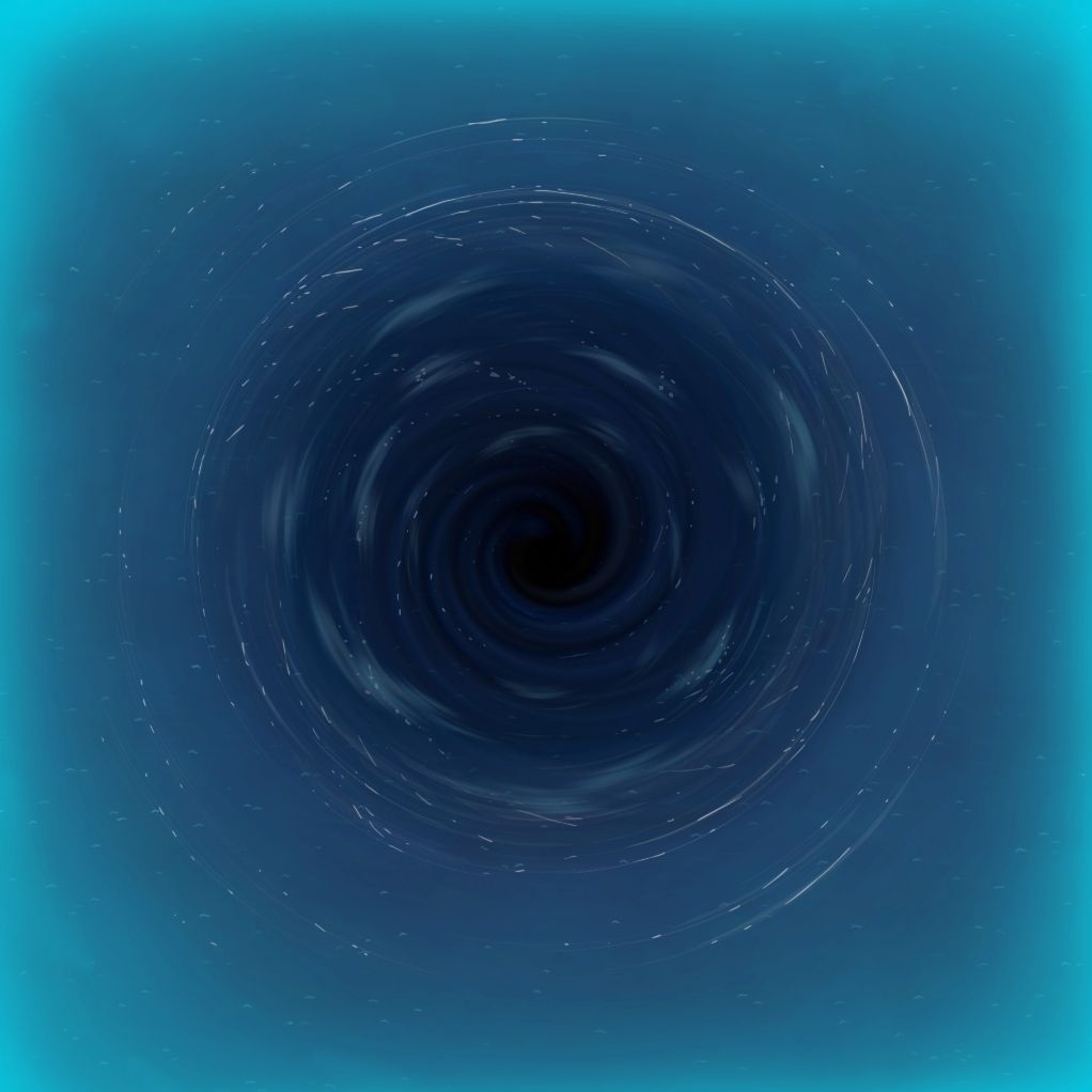 A hand drawn battlemap depicting a swirling whirlpool in open ocean.