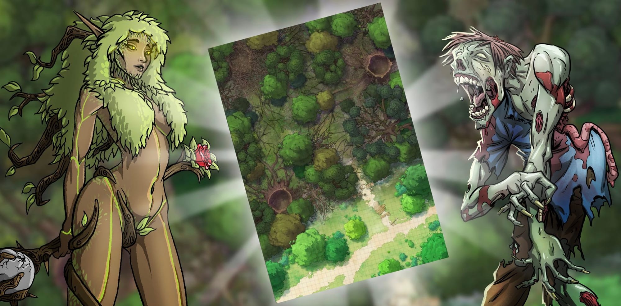 Characters from the Tome of Summoning with a Czepeku hand drawn map.