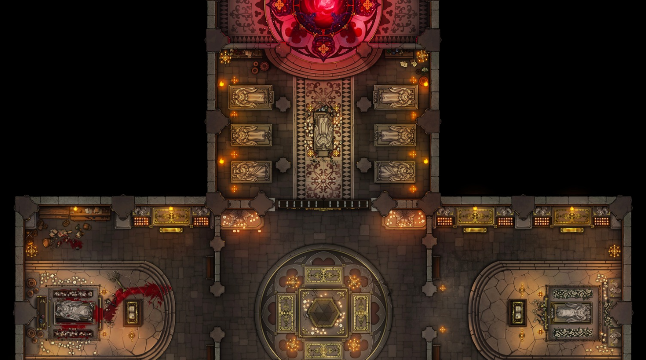 Delve into the depths of the Grand Cathedral Crypt, where every chamber holds the promise of discovery and every corridor whispers tales of ancient guardians and forgotten magic. At the heart of the crypt stands a magnificent statue depicting angels locked in eternal combat, guarding a sacred orb with unwavering determination. Keen-eyed explorers may notice an intriguing detail—a second spiral staircase, mysteriously sealed off on the ground floor. 