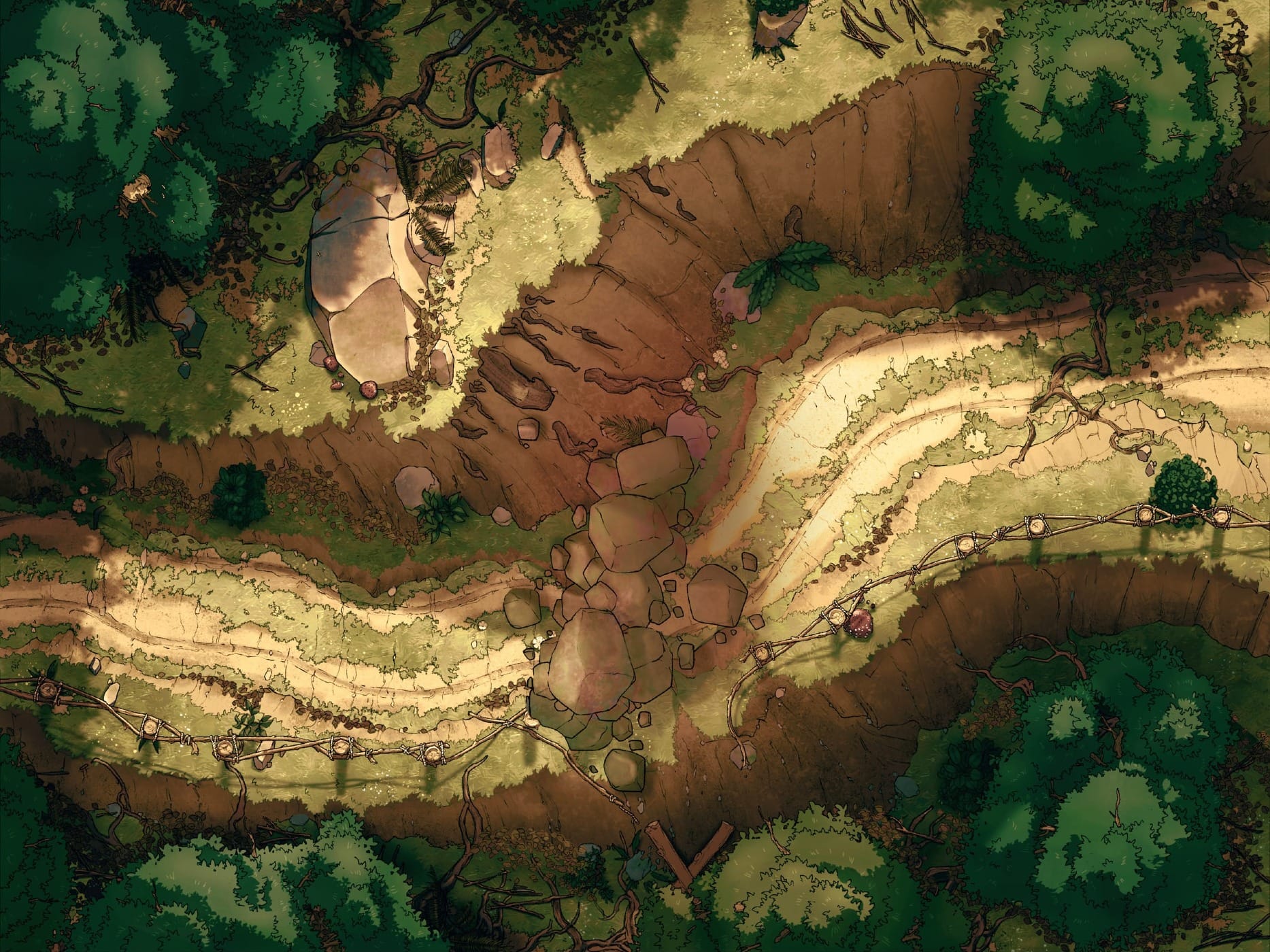 Quiet, green, and deceptively peaceful, this forest road is a classic setting for countless adventures. Whether it’s the start of a long journey, the site of a tense standoff, or the perfect place for an ambush, this map offers a flexible space for exploration and combat. Easy to drop into nearly any campaign, and to return to in different seasons.