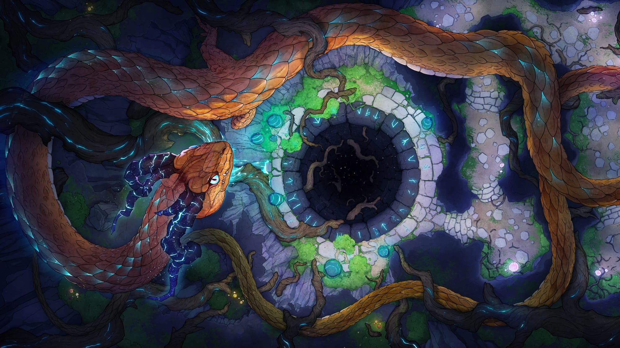 Part of a series, this map pack depicts a the grandeur of the World Tree. The Yggdrasil Roots map pack unveils the mysterious depths beneath the World Tree, with caverns, chasms, and giant creatures lurking in the shadows. Delve into variations like 'Blood Pool,' where the roots may lead to a chilling revelation, or 'Portal Empty,' where the boundaries between realms remain enigmatic.