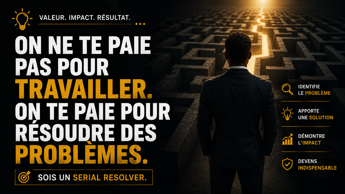 On ne te paie pas pour travailler. On te paie pour résoudre des problèmes.
