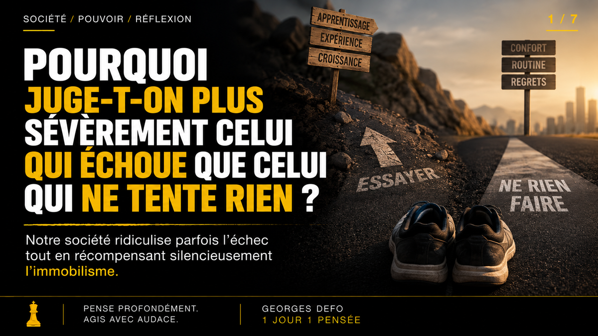 Pourquoi juge-t-on plus sévèrement celui qui échoue que celui qui ne tente rien ?