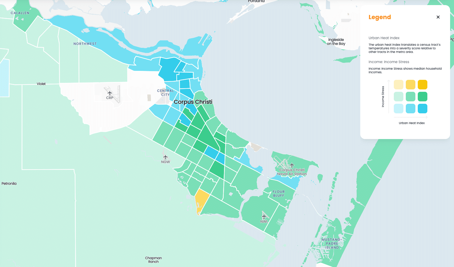 corpus christi heat island and income stress