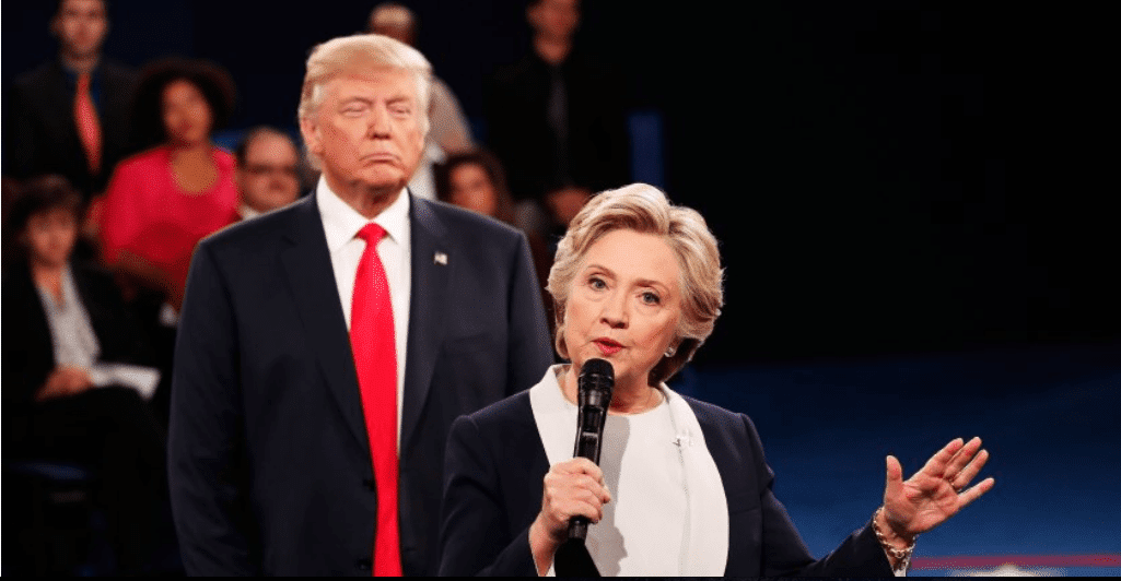 Trump behind Clinton