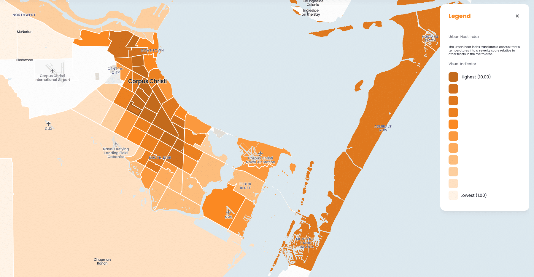 corpus christi heat island map