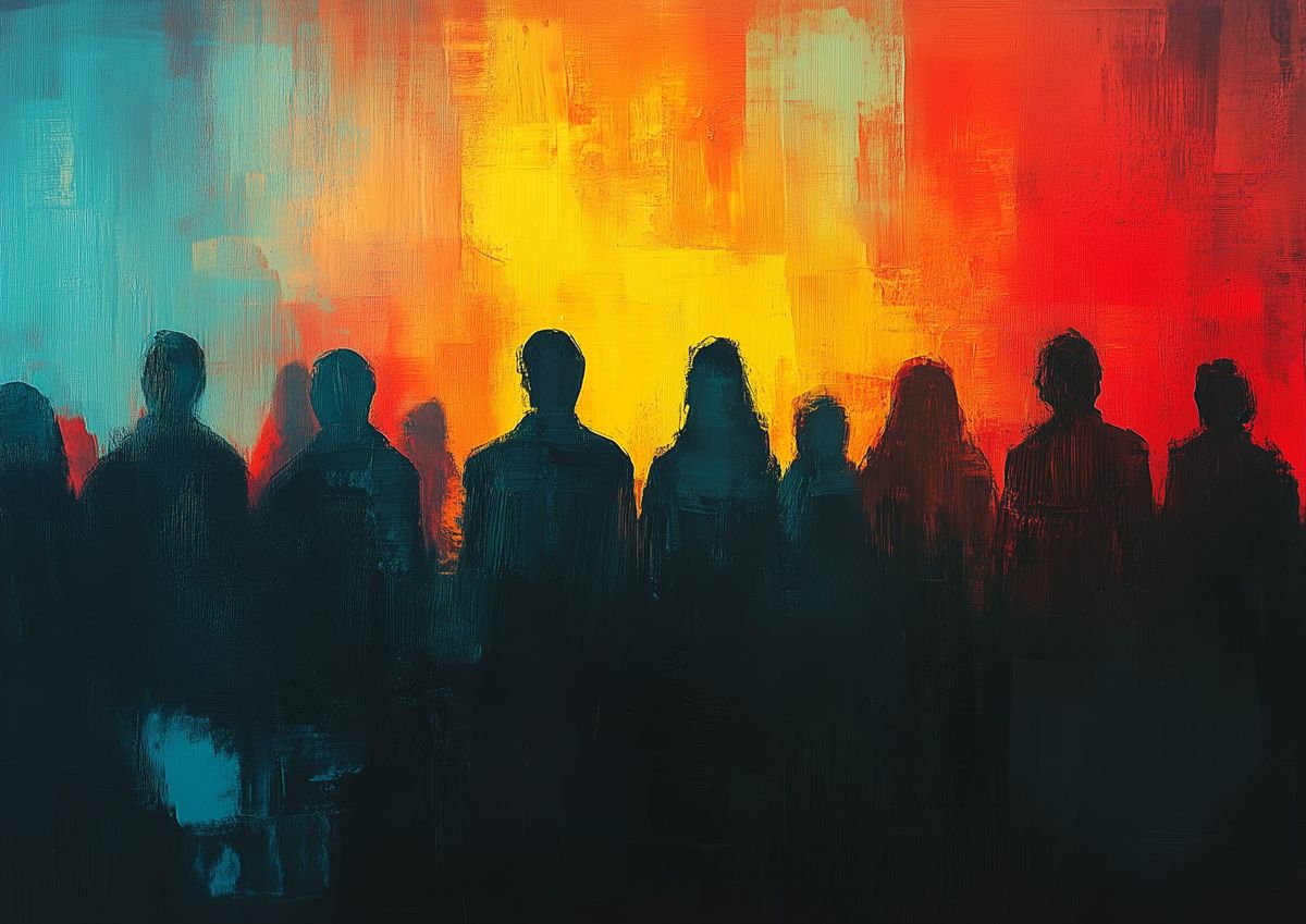 A group of critics in an Impressionist painterly image