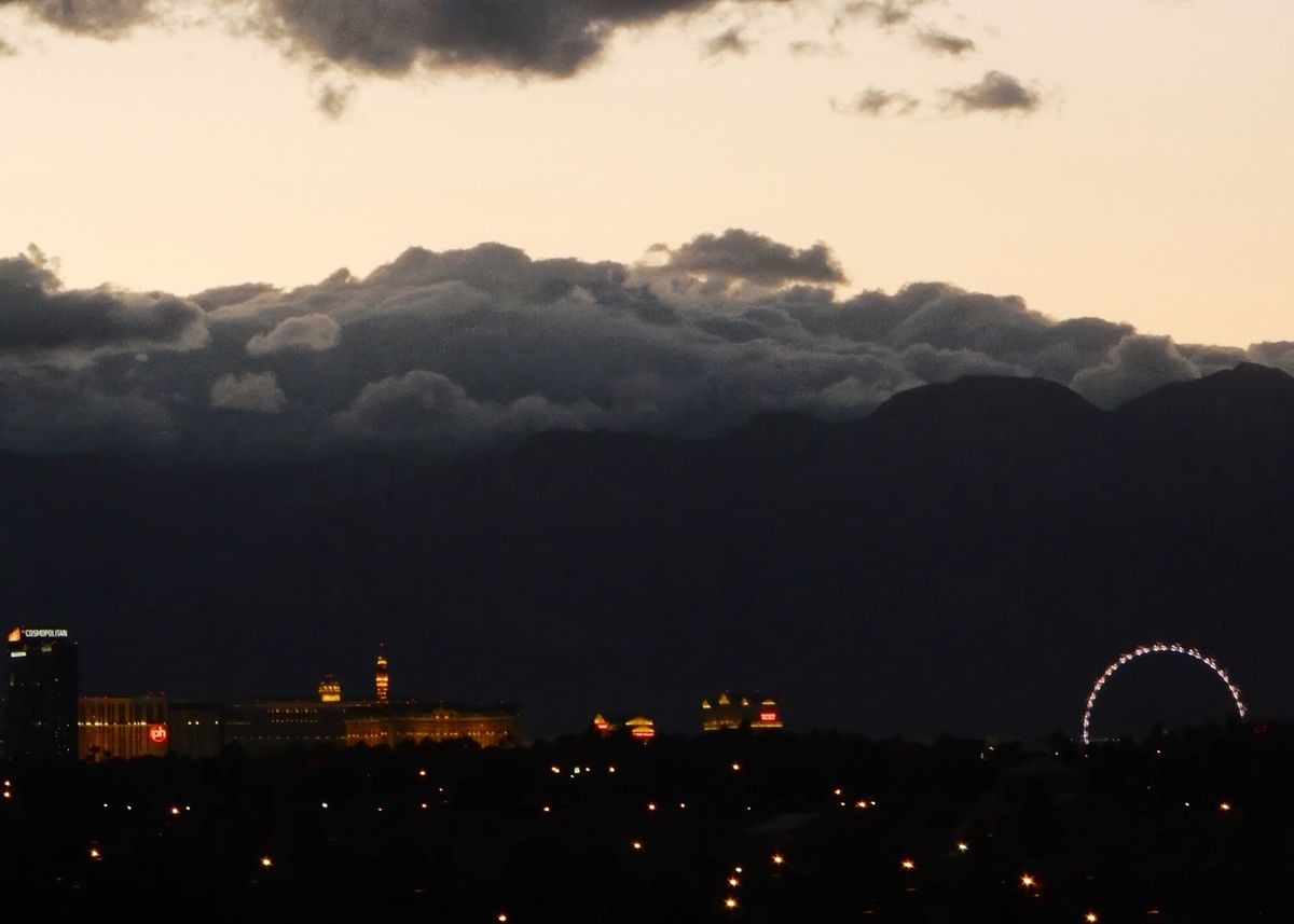 Cloudy front headed to the Las Vegas Strip during dusk