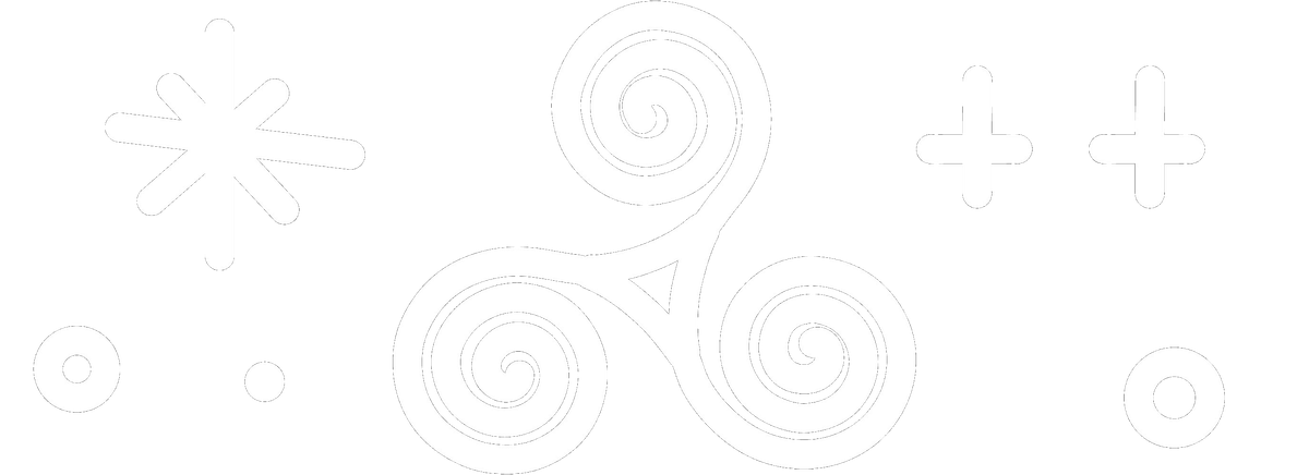 Triskelion glyph surrounded by supporting symbols.