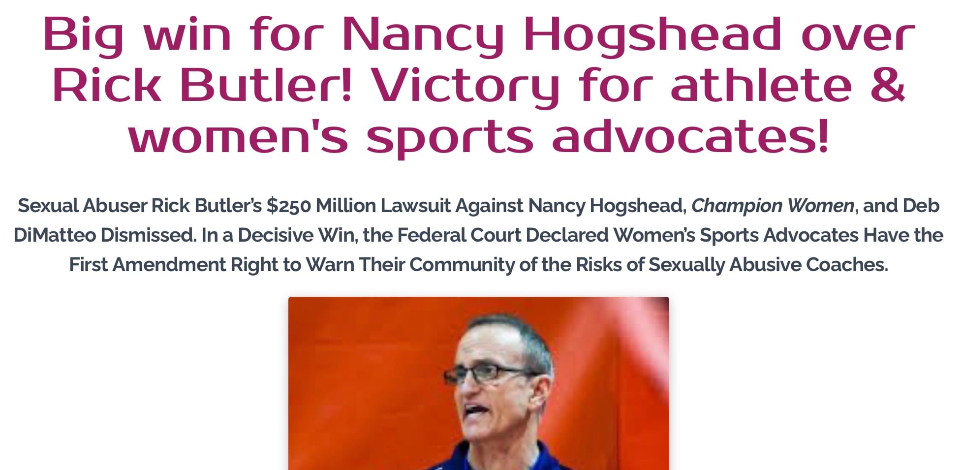 Court Rules Safe-Sport Advocates Have Right to Warn Of Abuse Risks
