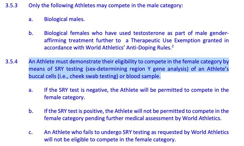 Athletics Back To The Future: SRY Cheek-Swab Sex Tests Follow Revelation That Women's Worlds Finals Included '50-60 Male DSDs' post image