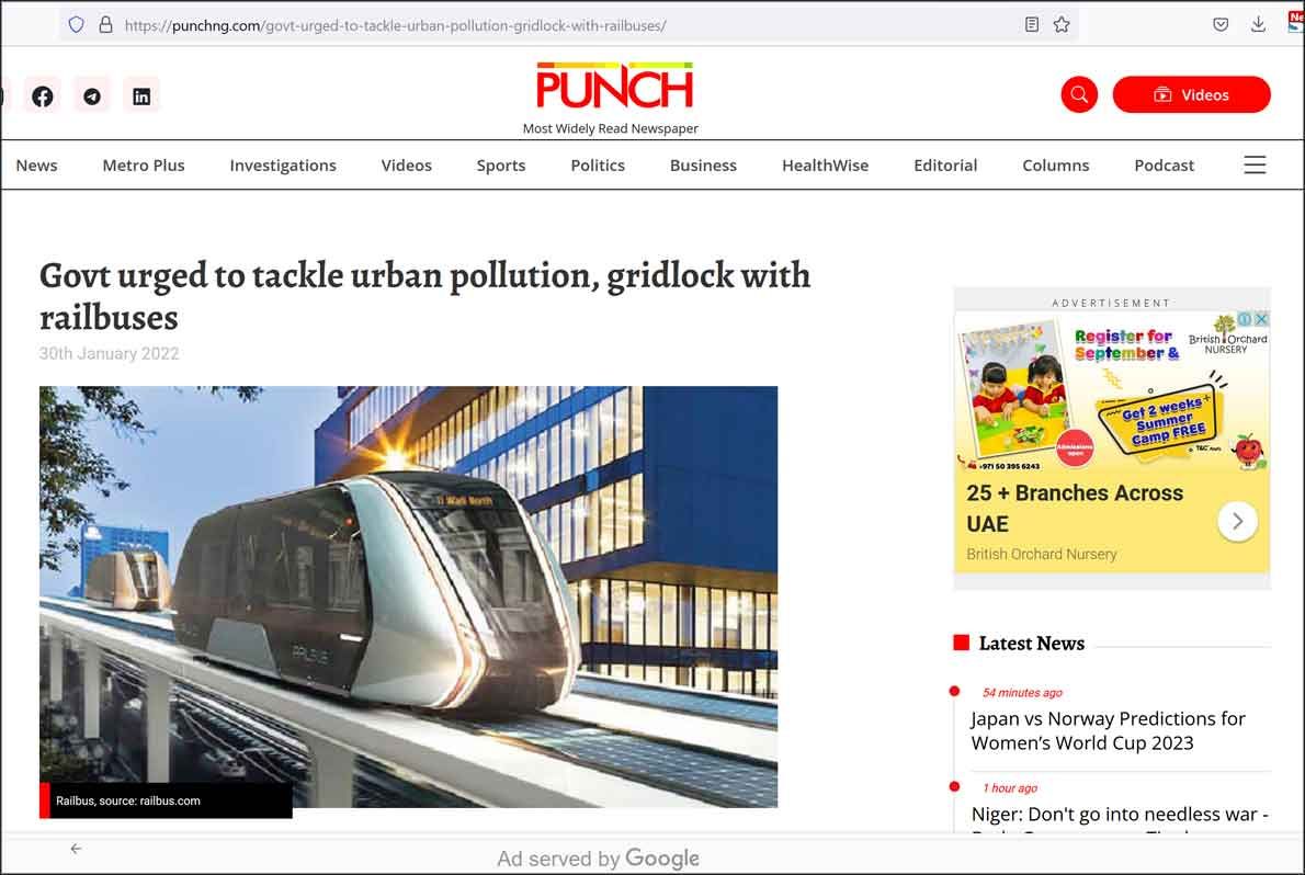RAILBUS Featured in Nigeria's Leading Newspaper