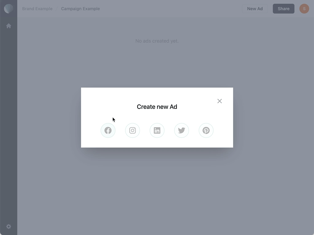 Sendpreview Create new Ad menu example