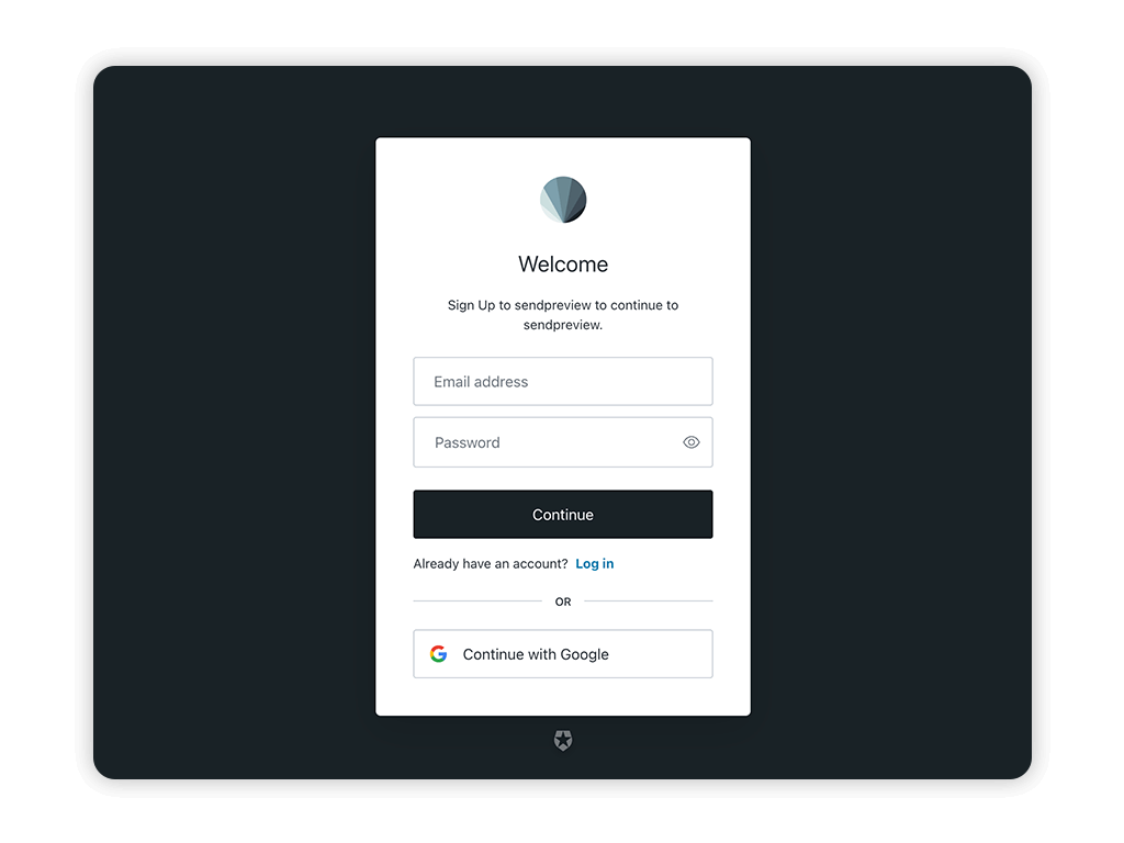 Sendpreview Login page