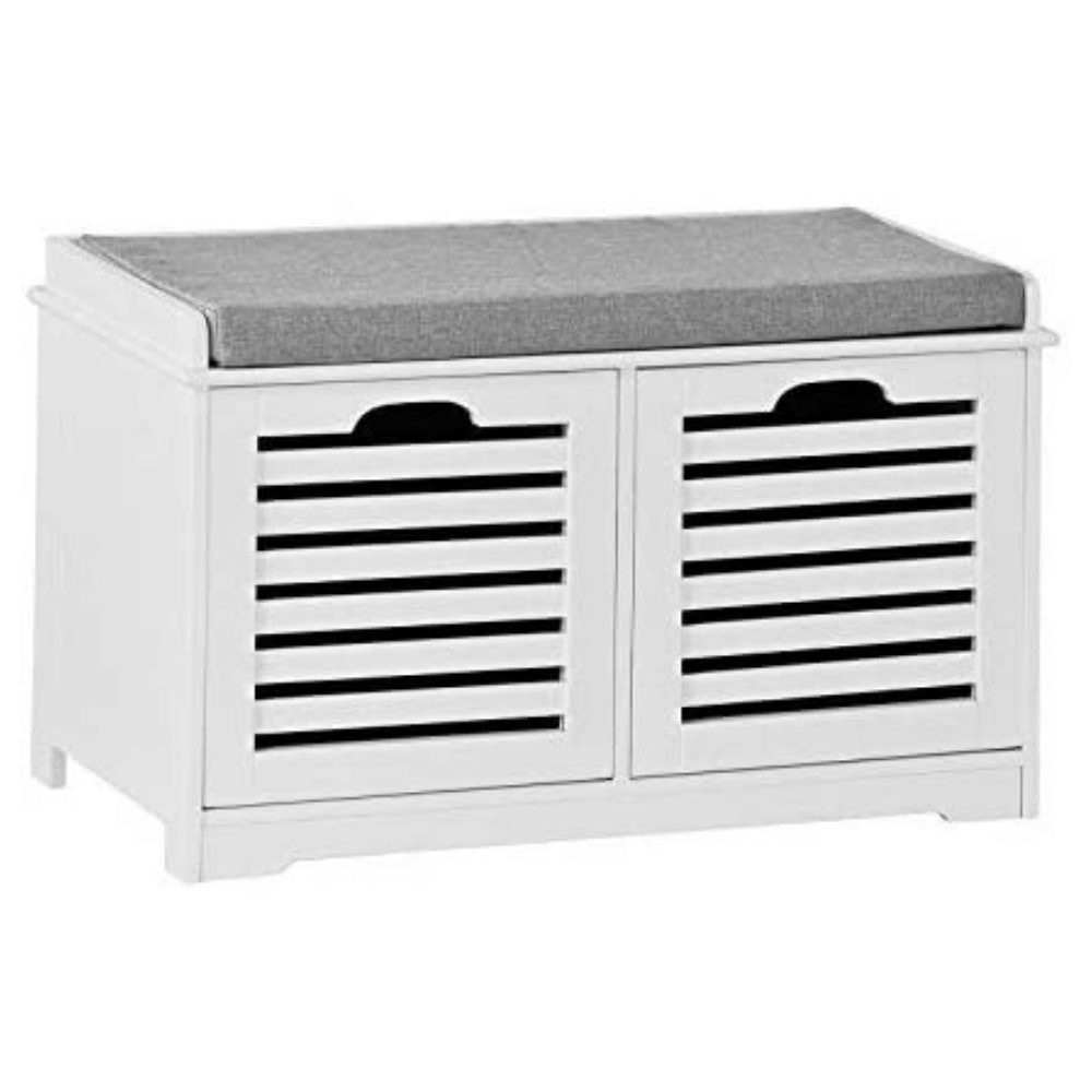 bathroom bench with storage