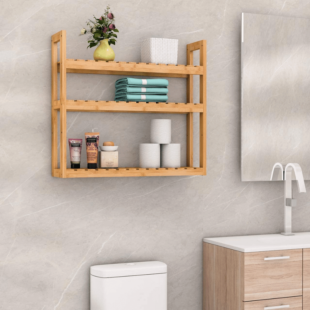 wood shelving for bathroom