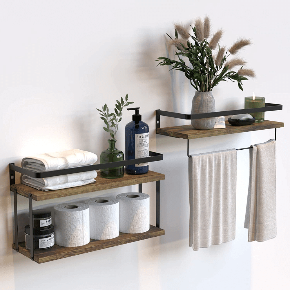 rustic bathroom shelves