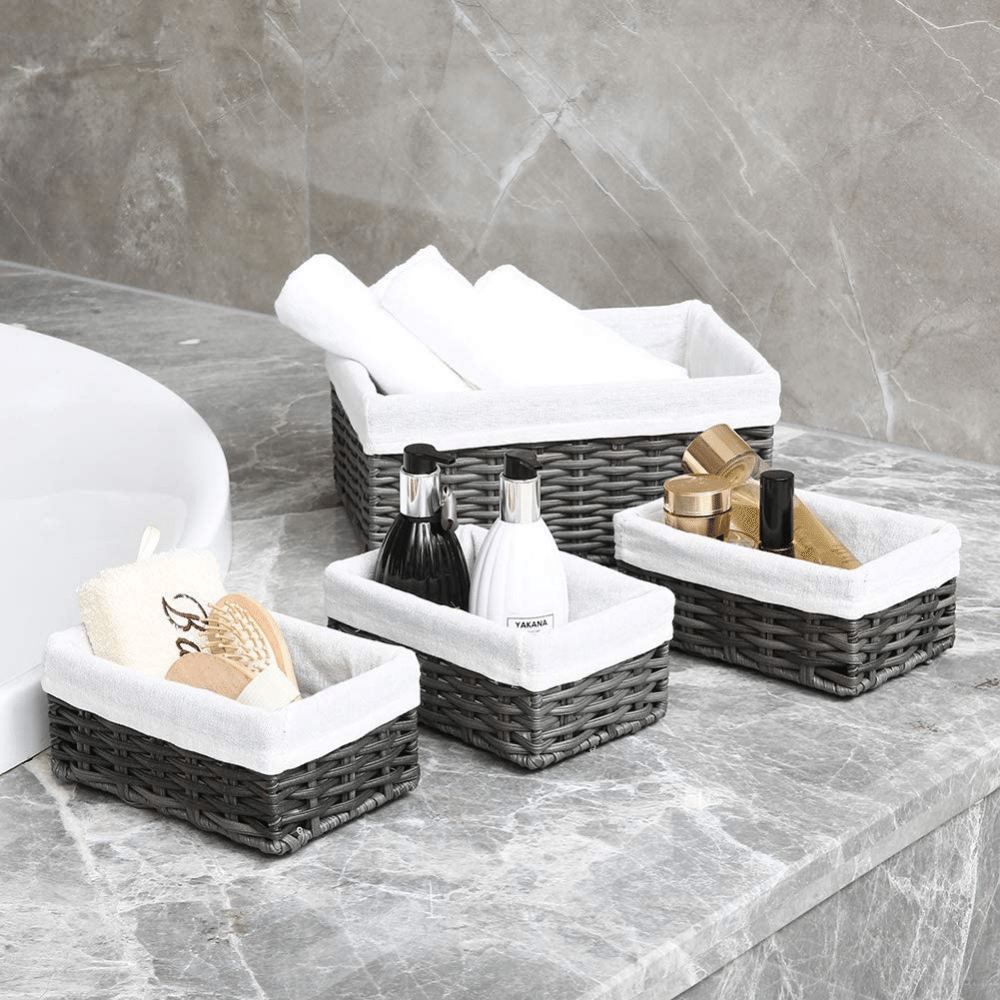 wicker storage for bathroom