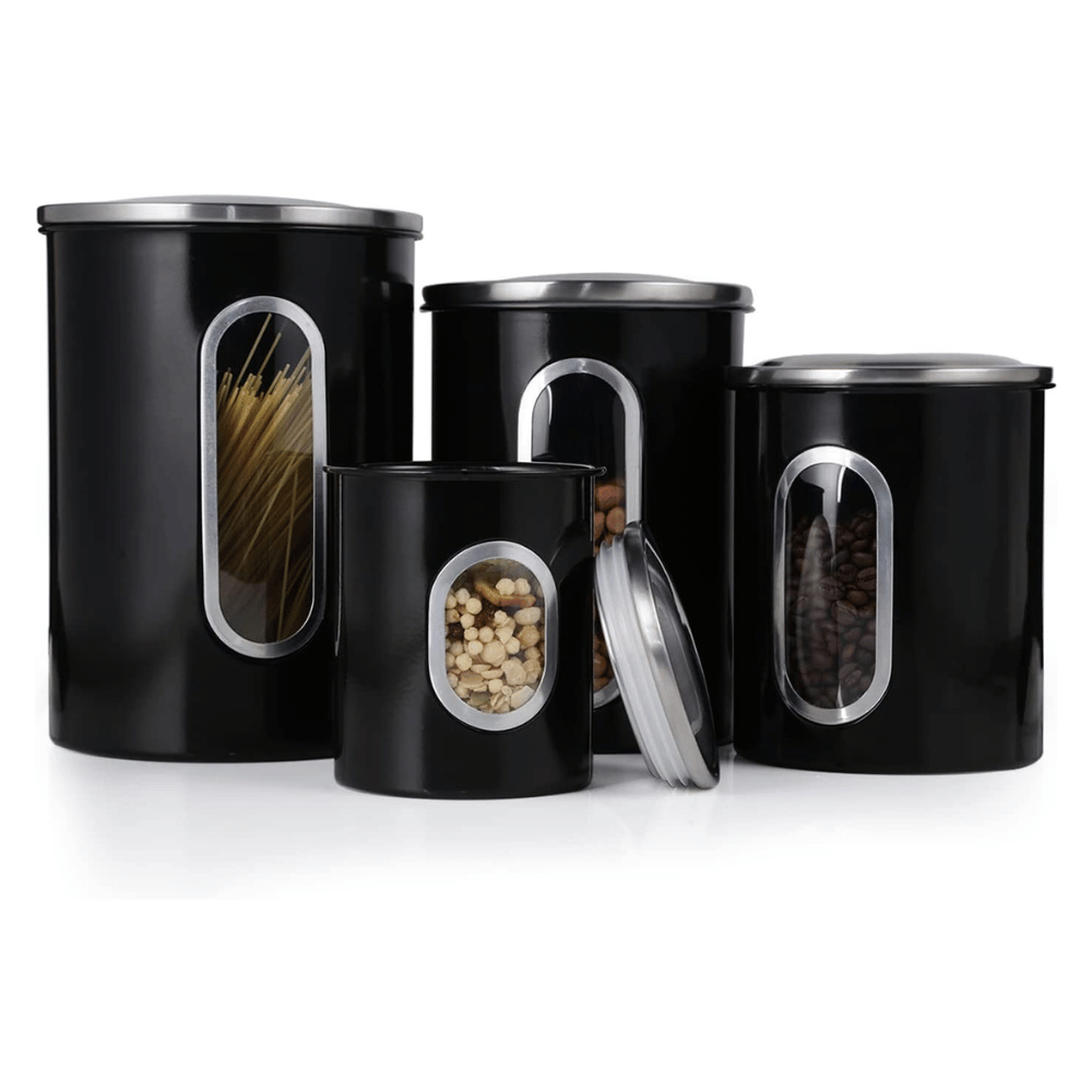 black kitchen canisters
