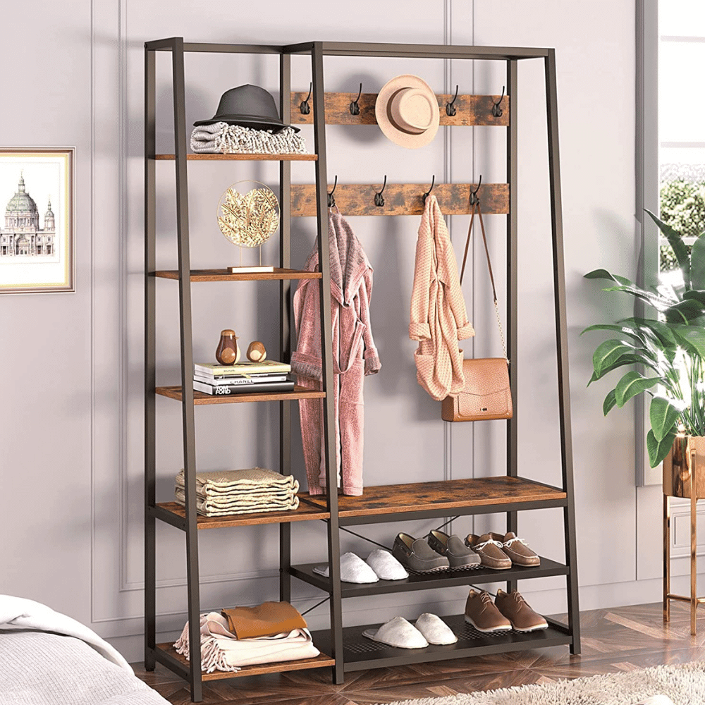 coat rack with shoe storage