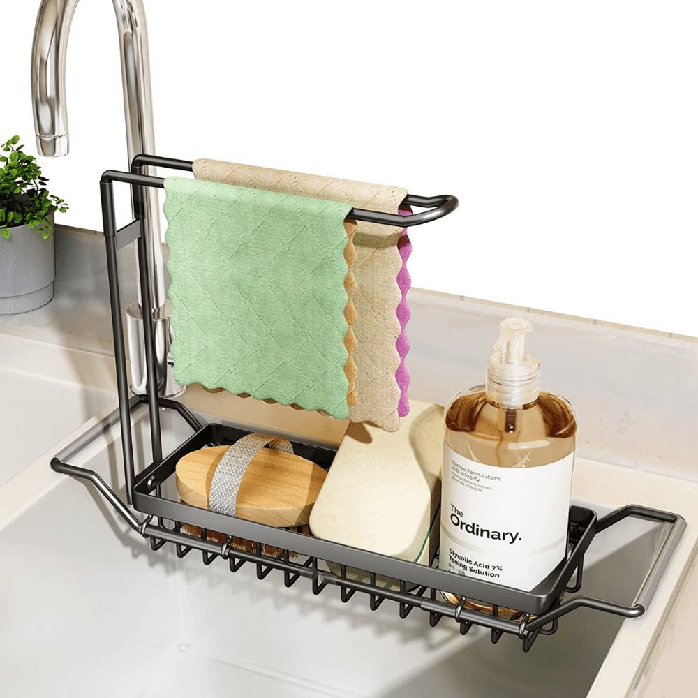 telescopic sink storage rack