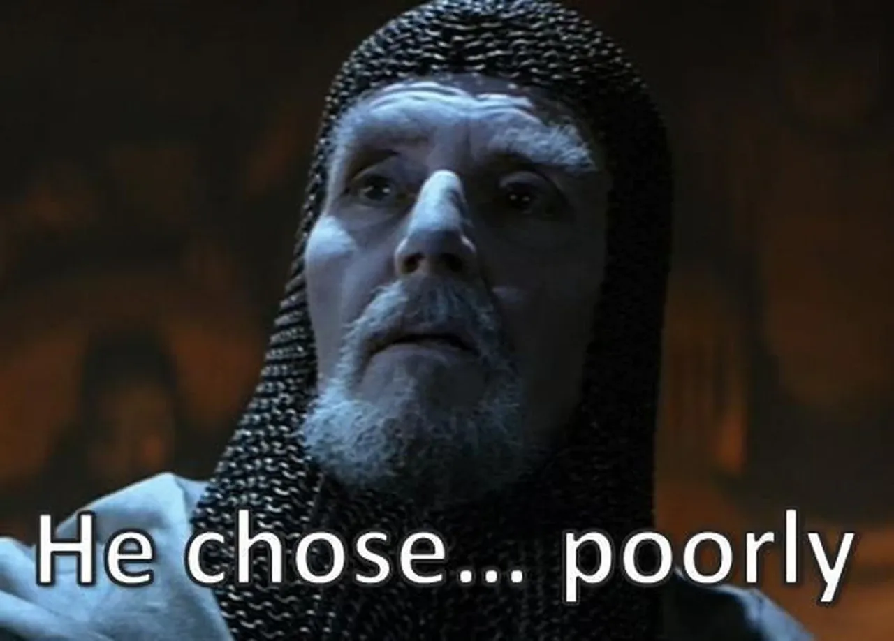 The "He chose poorly" scene from Indiana Jones