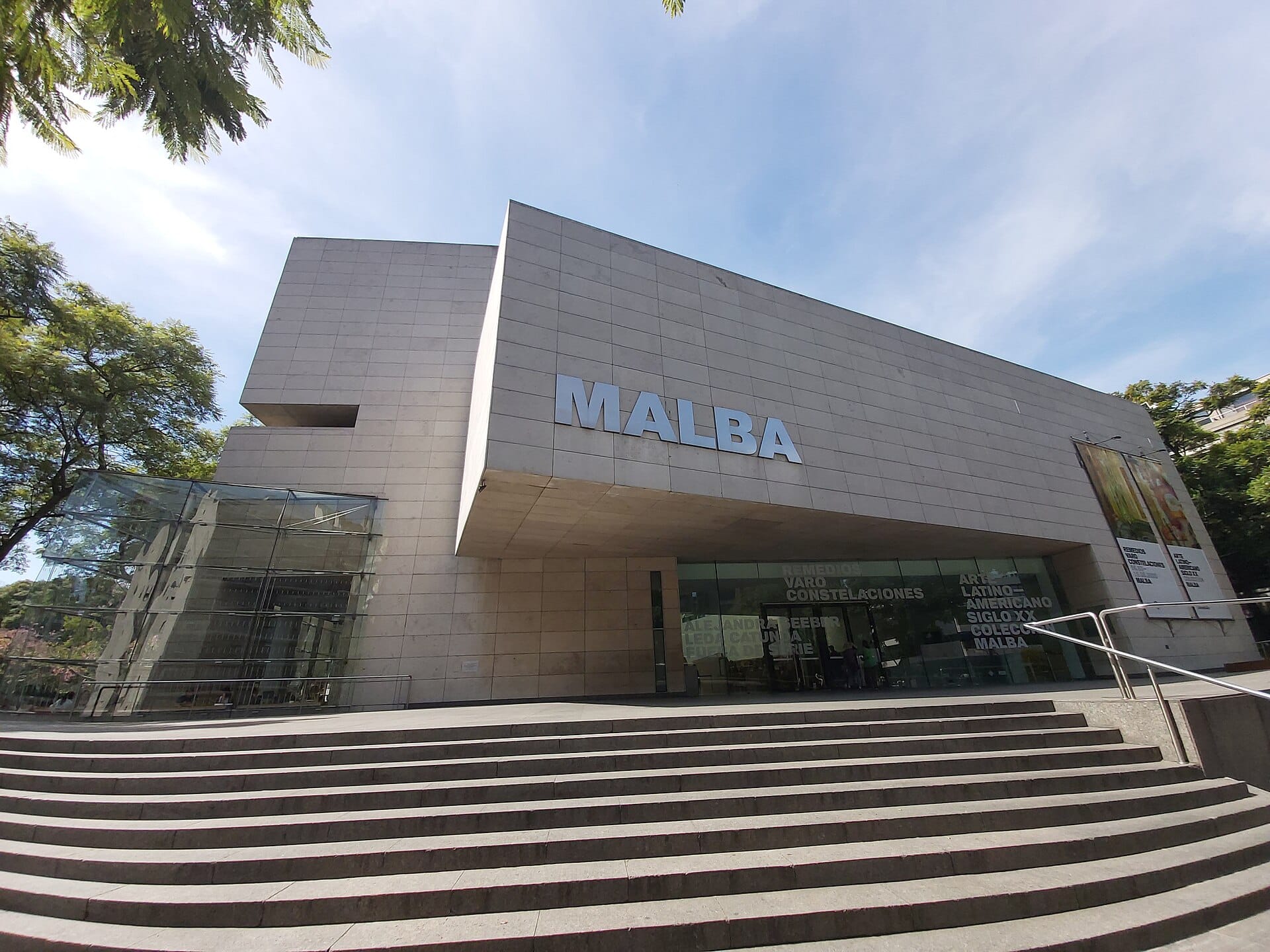 The modern facade of the MALBA art museum in Palermo, Buenos Aires