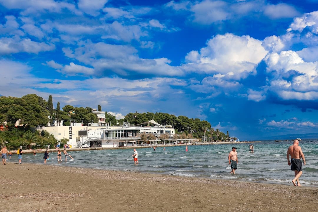 Bacvice beach and its shallow sandy bay in Split, Croatia
