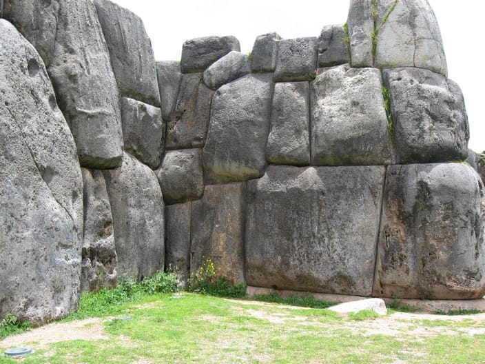 Massive Inca stone walls of Sacsayhuamán fortress above Cusco