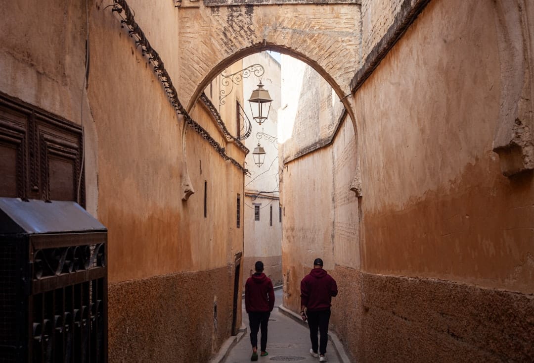 A narrow arched alleyway in the Fes medina