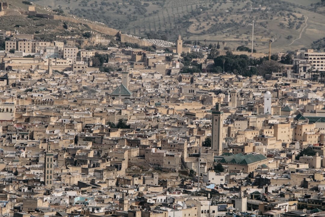 Panorama of the Fes medina rooftops seen from above