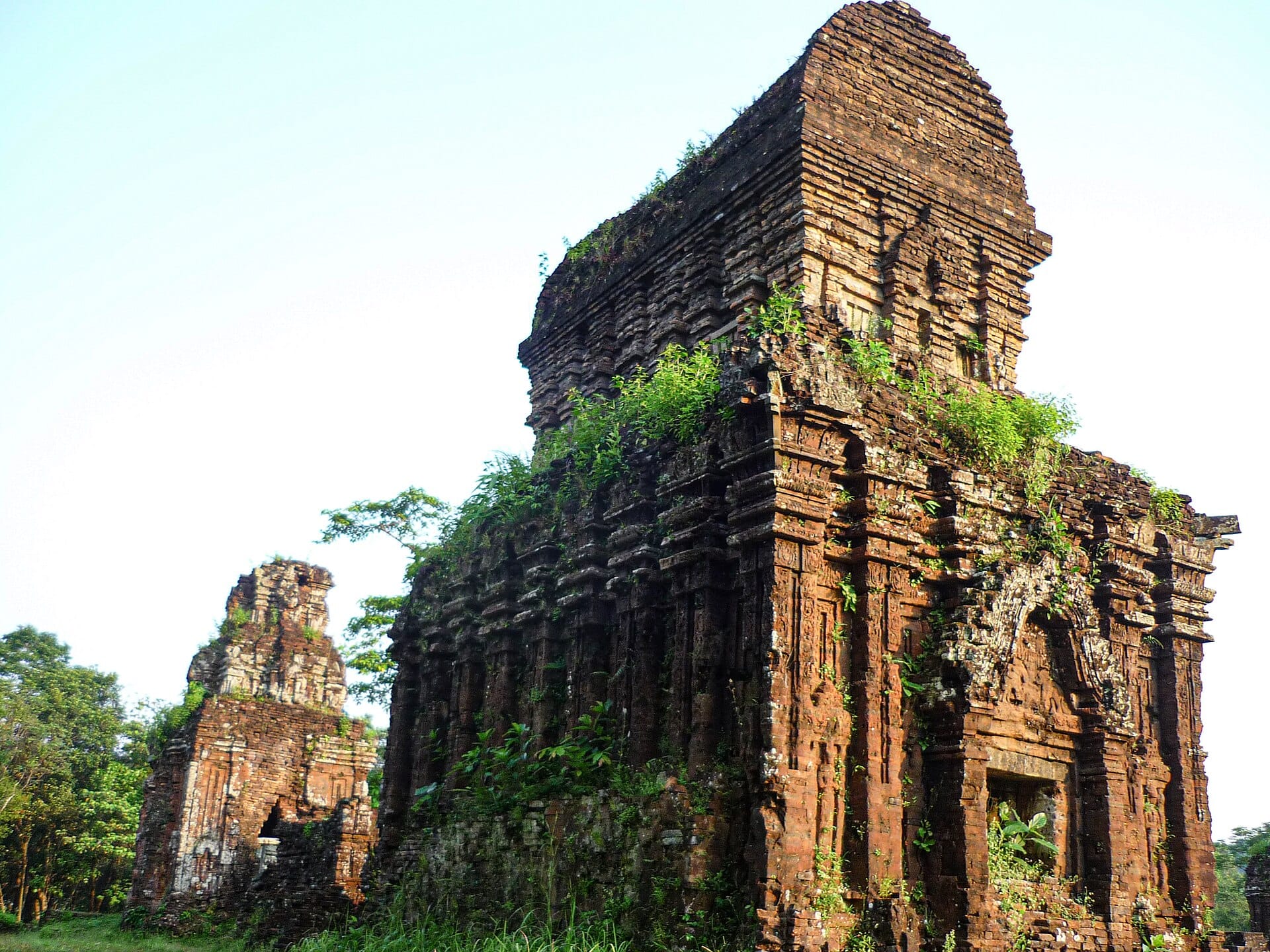 Red-brick Cham temple towers at My Son Sanctuary