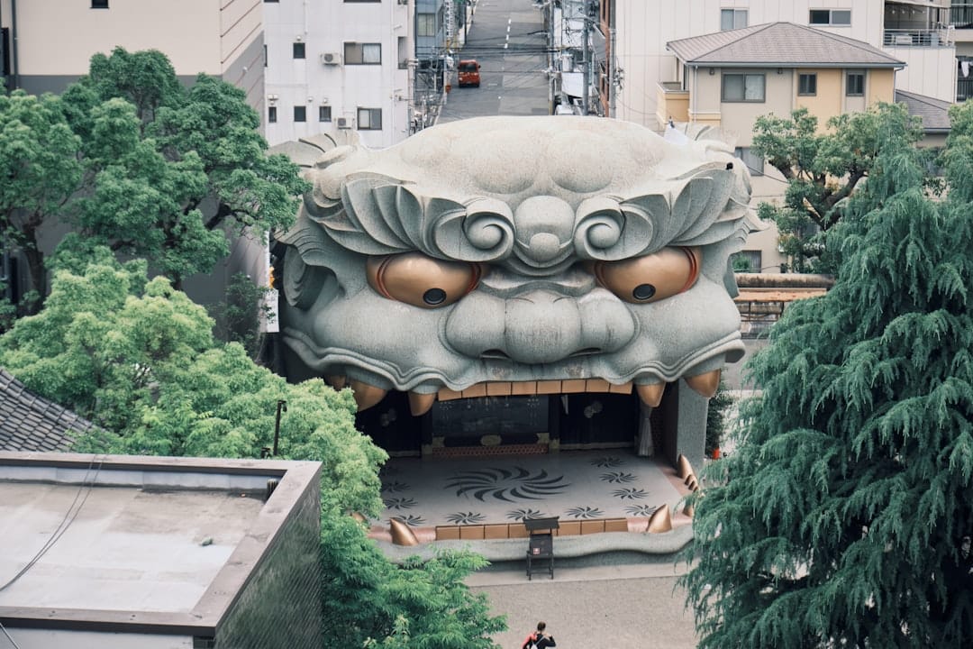 The giant lion-head stage at Namba Yasaka Shrine