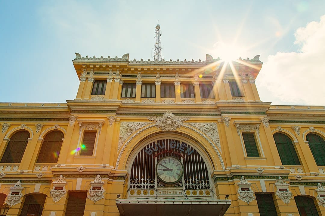 The vaulted colonial interior of the Saigon Central Post Office