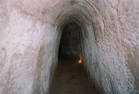 A narrow entrance to the Cu Chi Tunnels network outside Ho Chi Minh City
