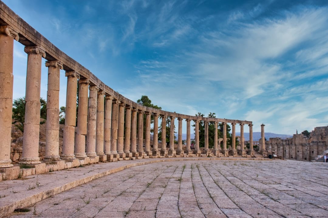 The colonnaded ruins of Roman Jerash north of Amman