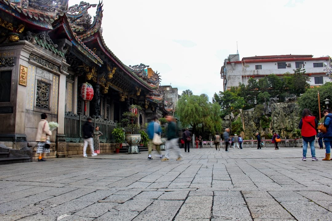 The incense-filled courtyard of Longshan Temple in Wanhua, Taipei