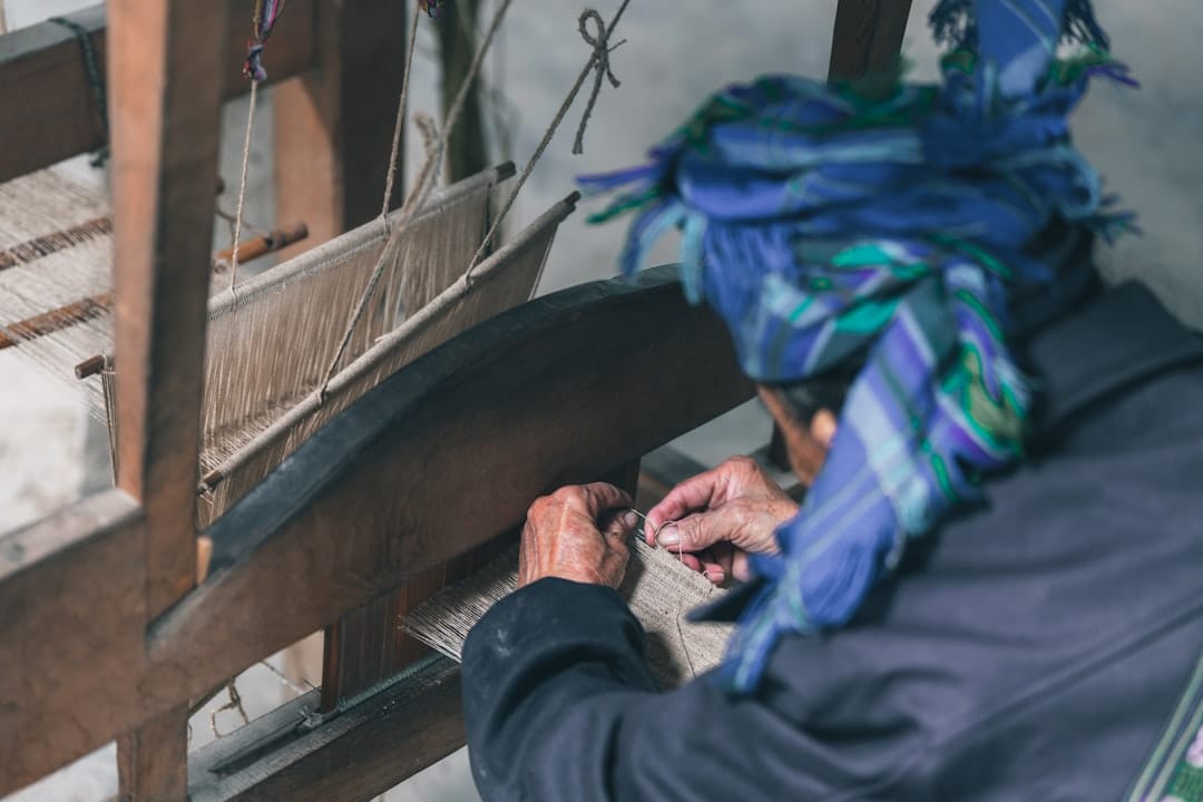 Traditional Lao silk weaving on a loom