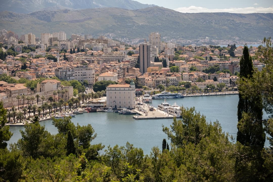 View over Split's harbor and old town from Marjan Hill