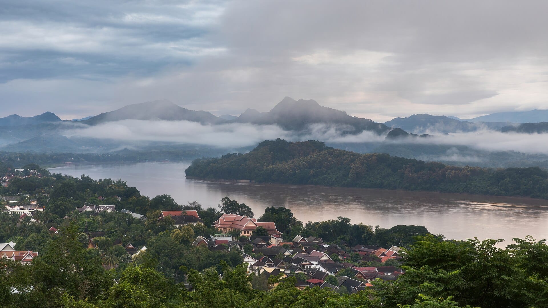 View over the Mekong River and Luang Prabang from Mount Phousi