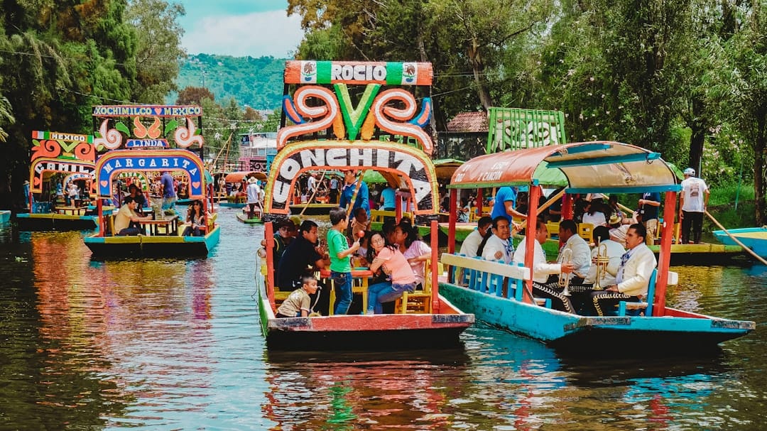 Colourful trajinera boats at Xochimilco