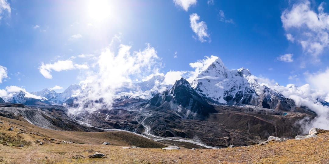 The Himalayan skyline from the hills above the Kathmandu Valley — the reward for an early start