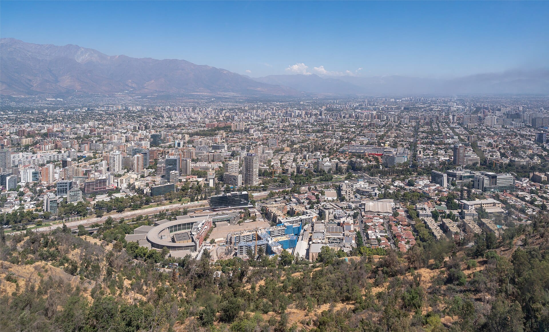 View over Santiago and the Andes from Cerro San Cristóbal
