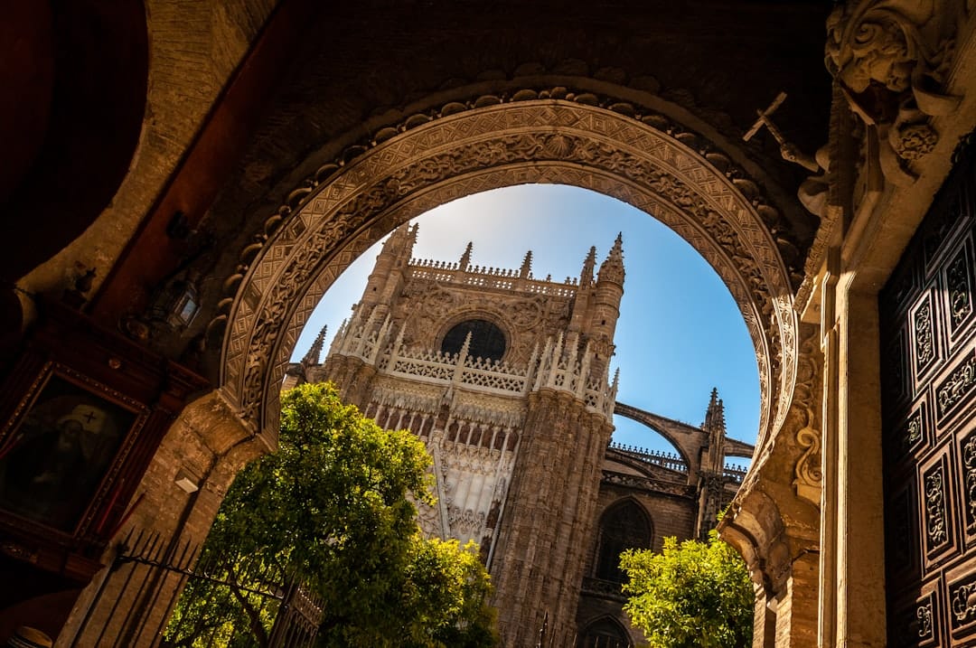 Seville Cathedral and the Giralda tower seen from the Alcazar