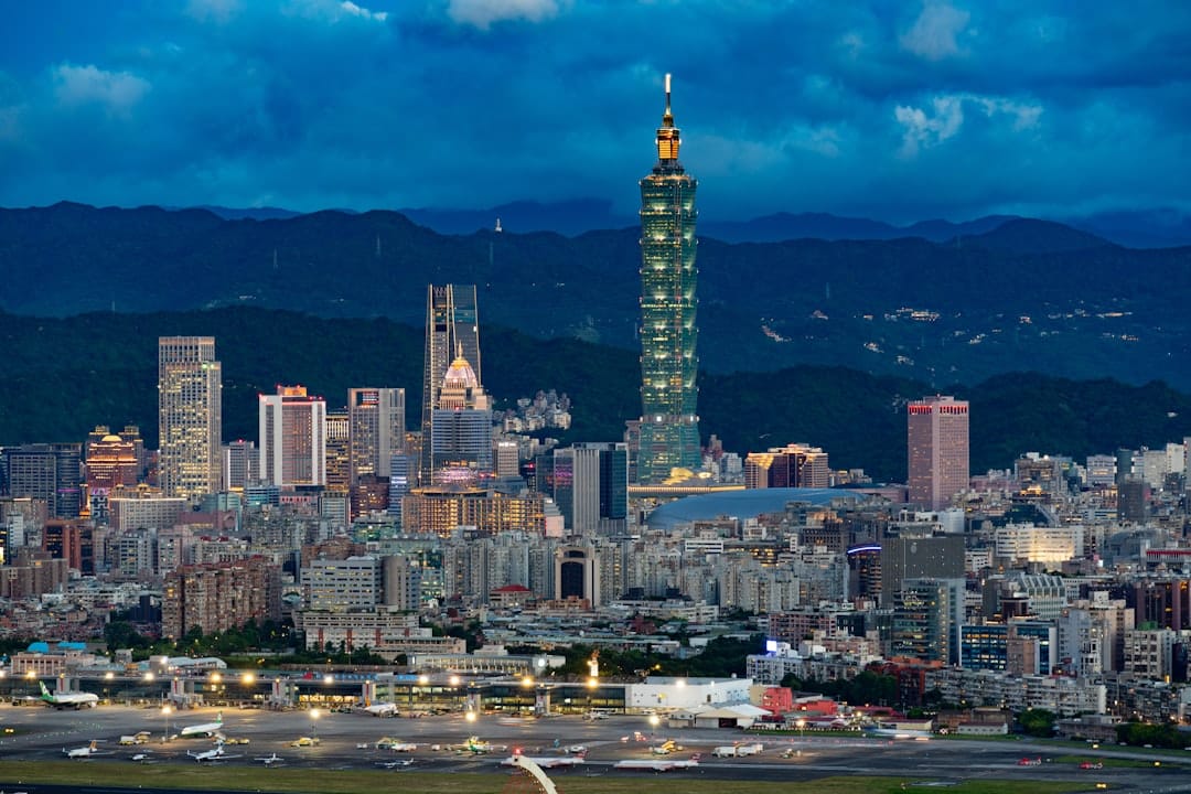 Taipei 101 tower rising above the Xinyi district skyline
