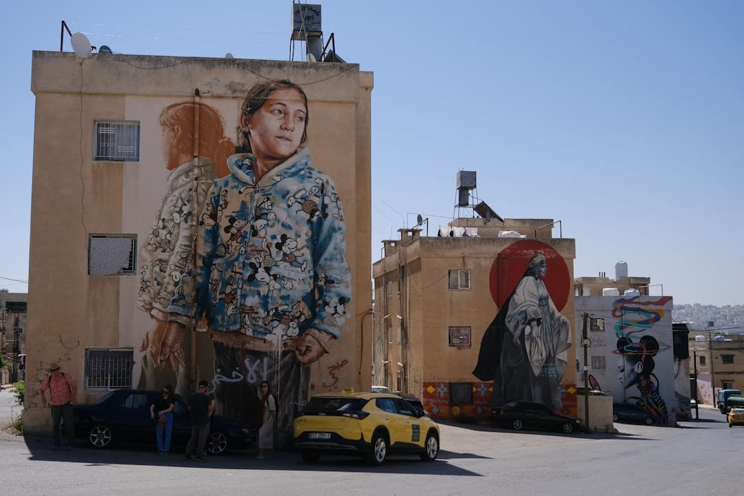 A large street-art mural in Jabal Al Weibdeh, Amman